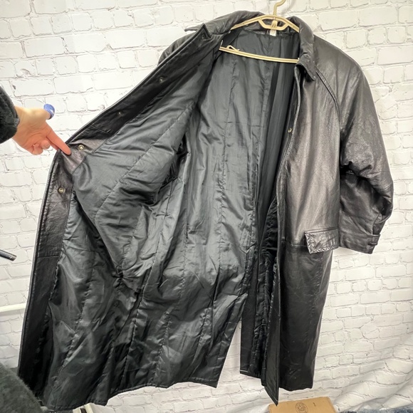 |•REAL SEAL STATE OF OKLAHOMA•| 100% Leather Vintage Trench Coat Size Large - Picture 10 of 12